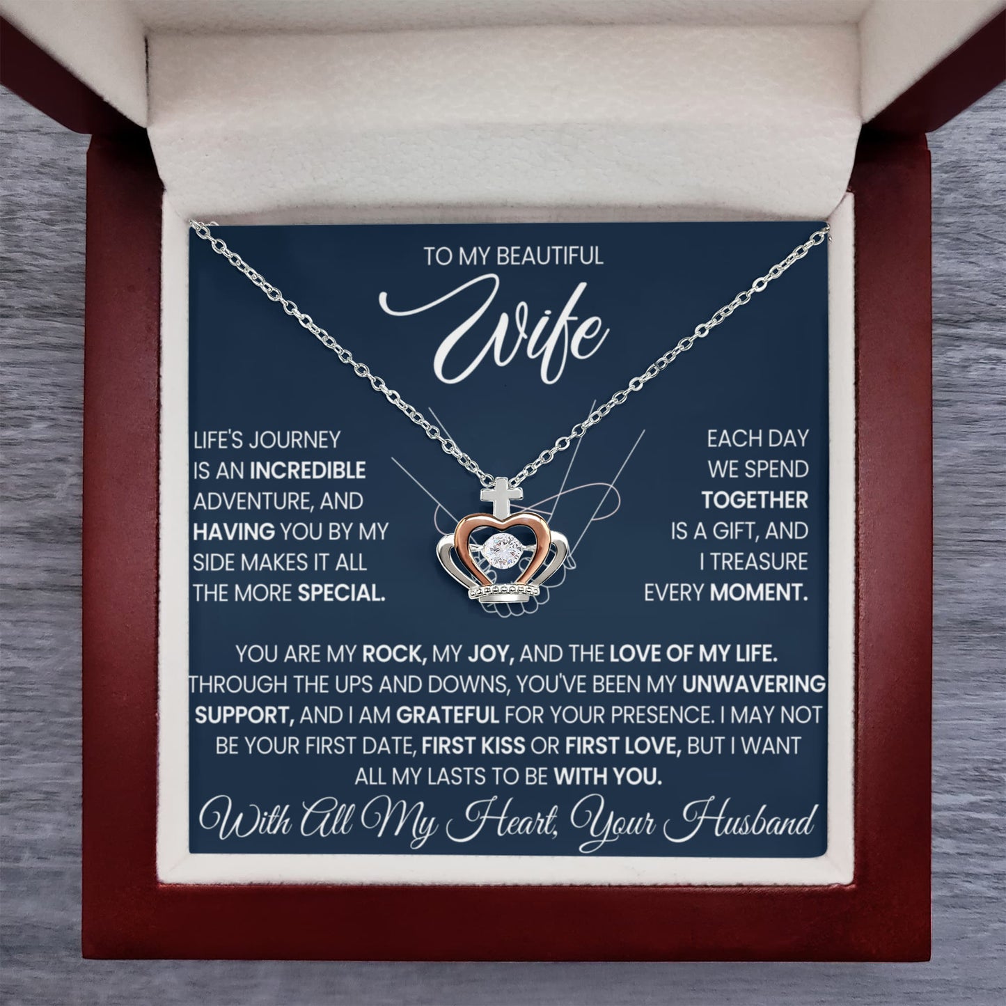 To My Beautiful Wife Crown Pendant Necklace