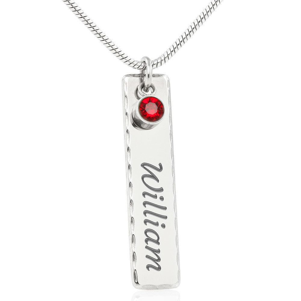 Birthstone Name Necklace with Message Card