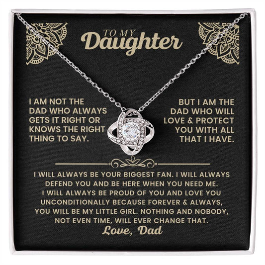 To My Daughter Love Knot Necklace Gift