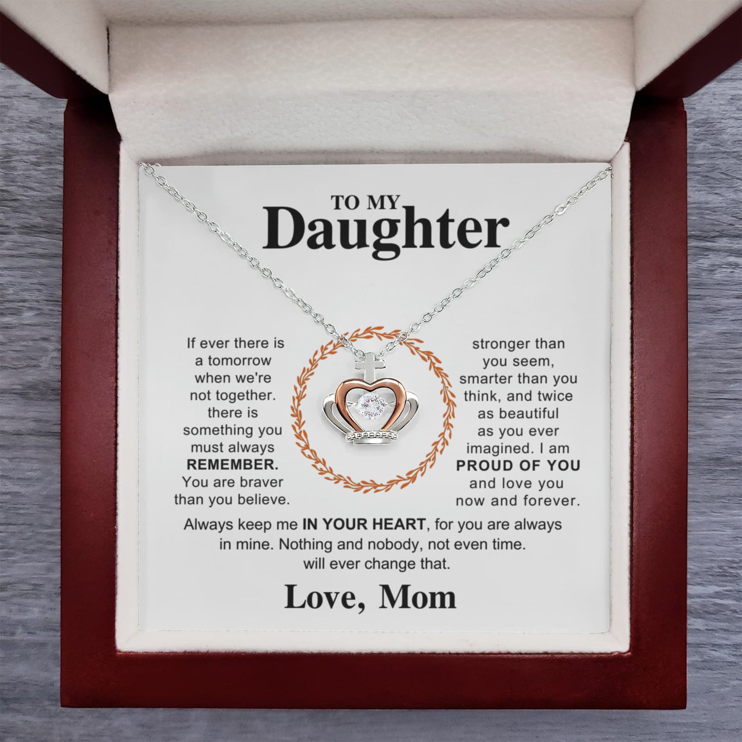 To My Daughter Crown Pendant Necklace