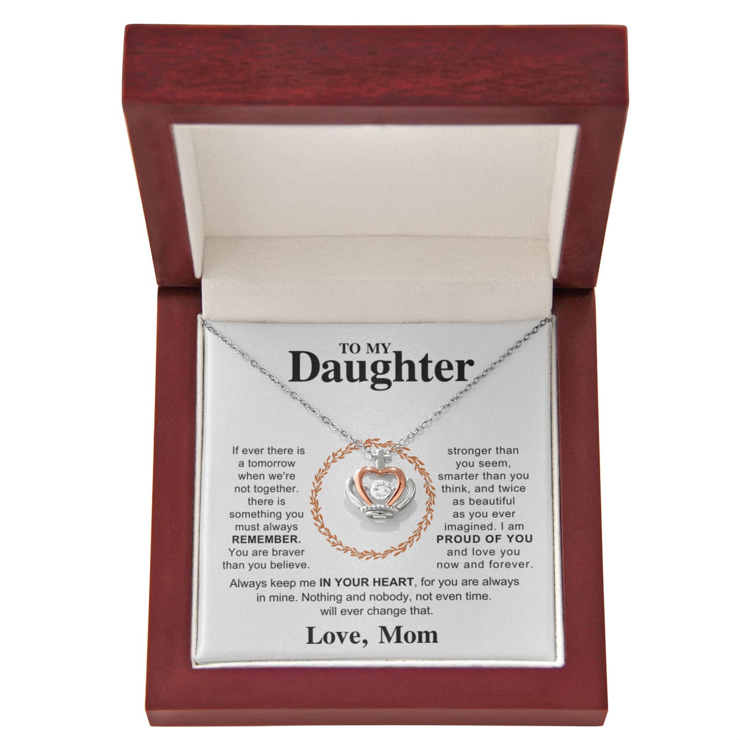 To My Daughter Crown Pendant Necklace