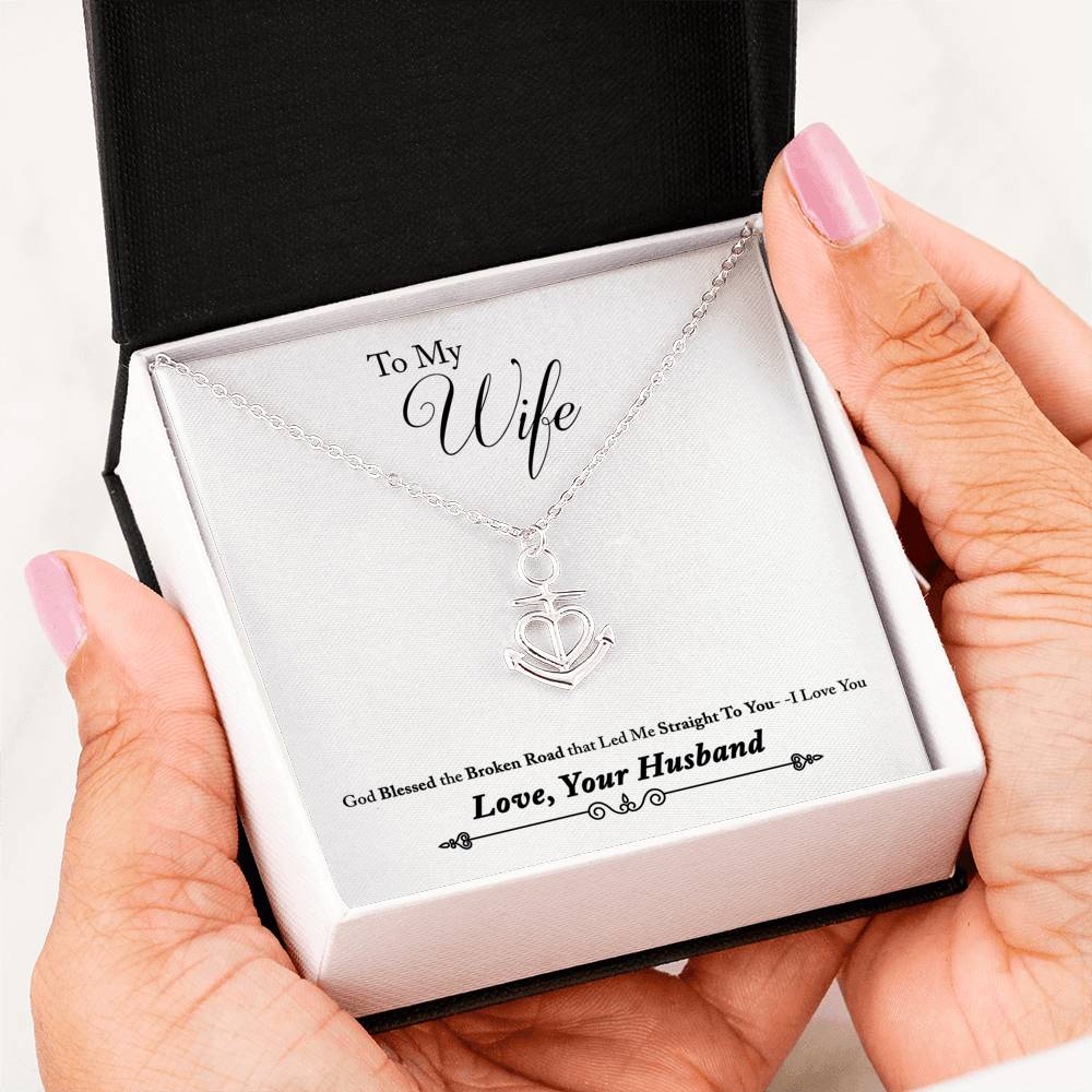 To My Wife Anchor Pendant Necklace