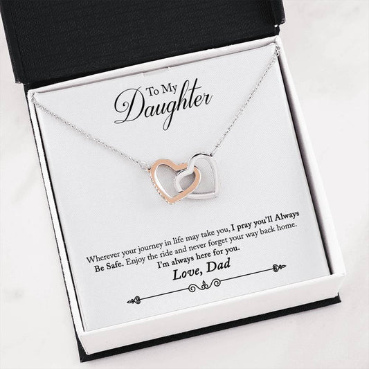 To My Daughter Interlocking Heart Necklace