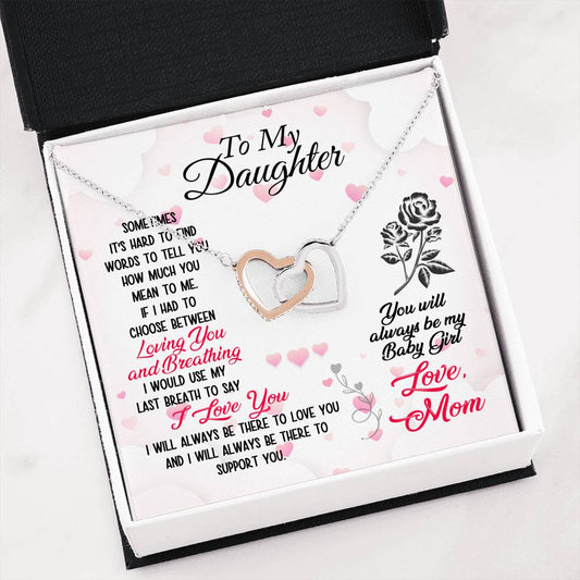 To My Daughter Interlock Heart Necklace