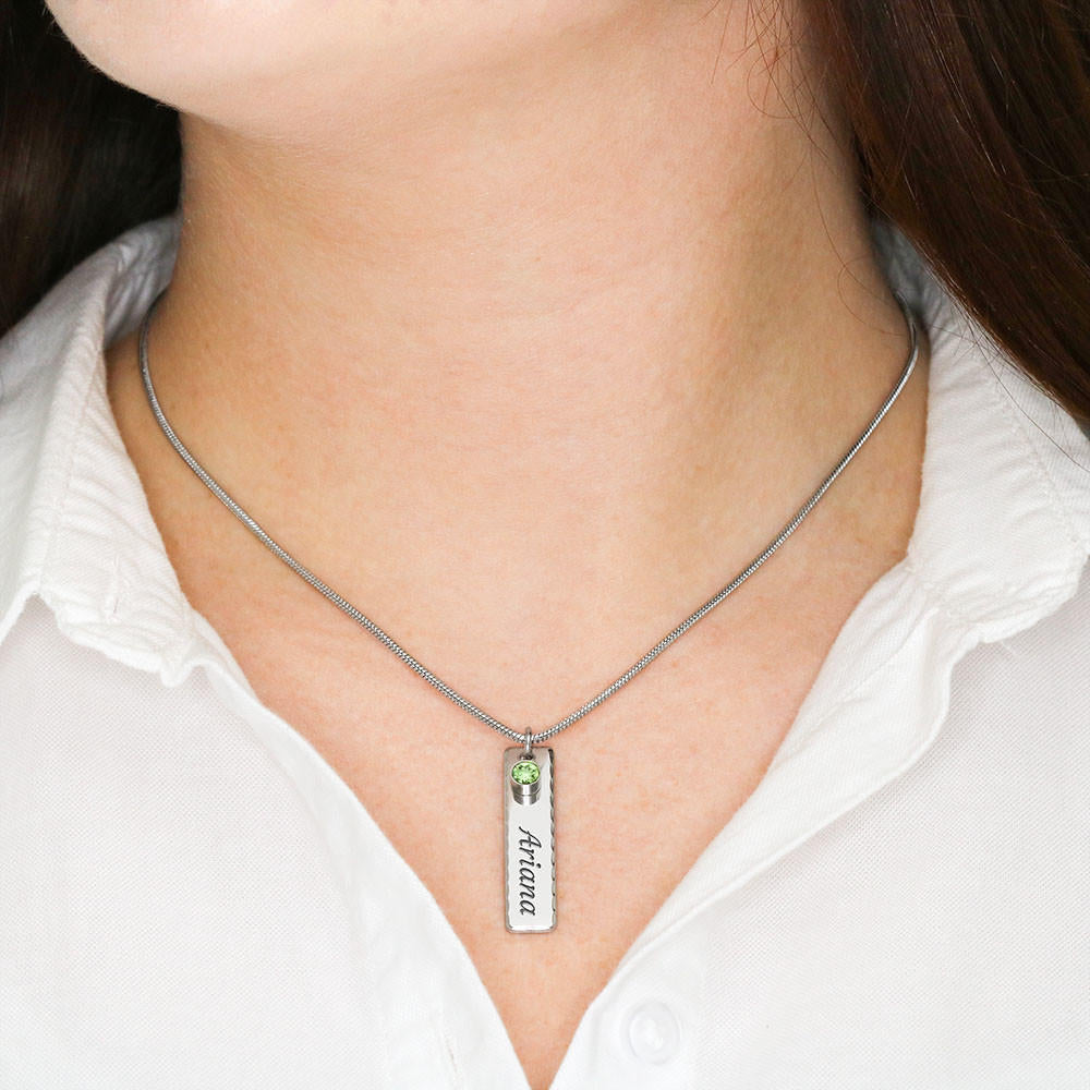 Birthstone Name Necklace with Message Card
