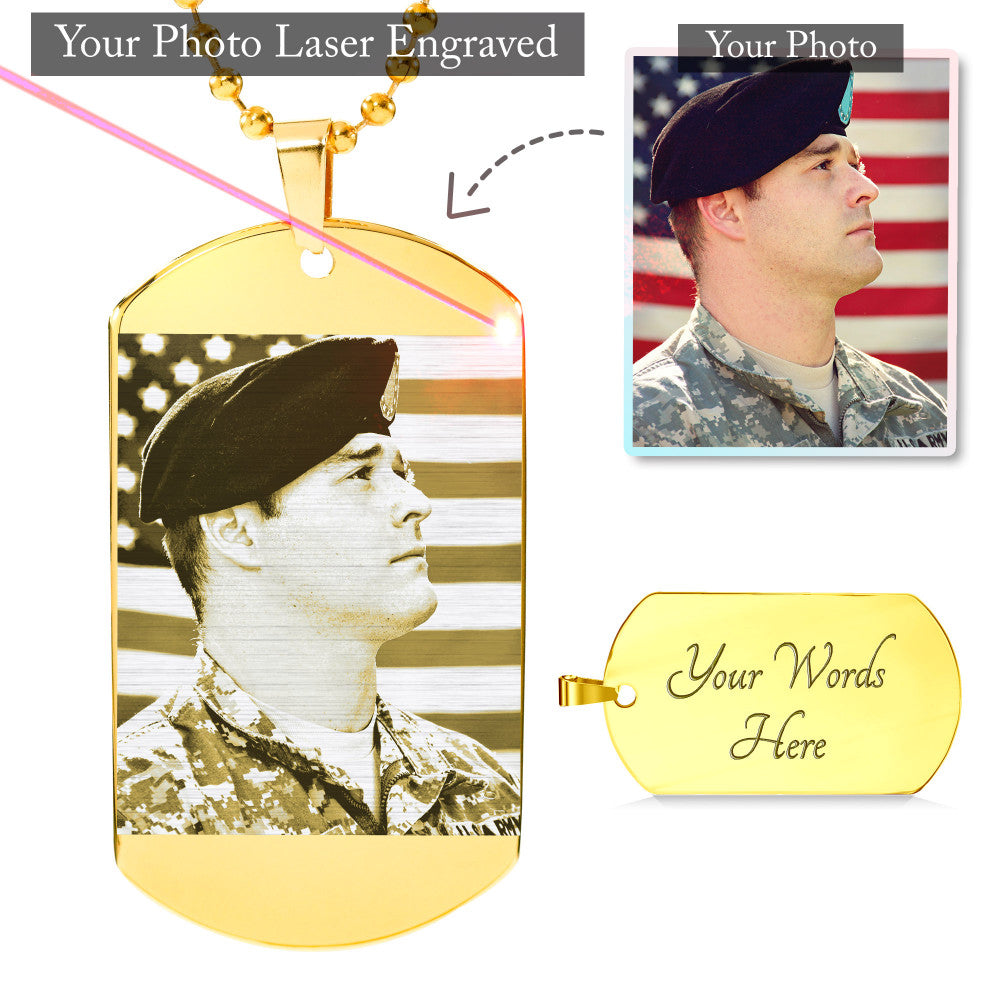 Photo Etched Dog Tag With Military Chain